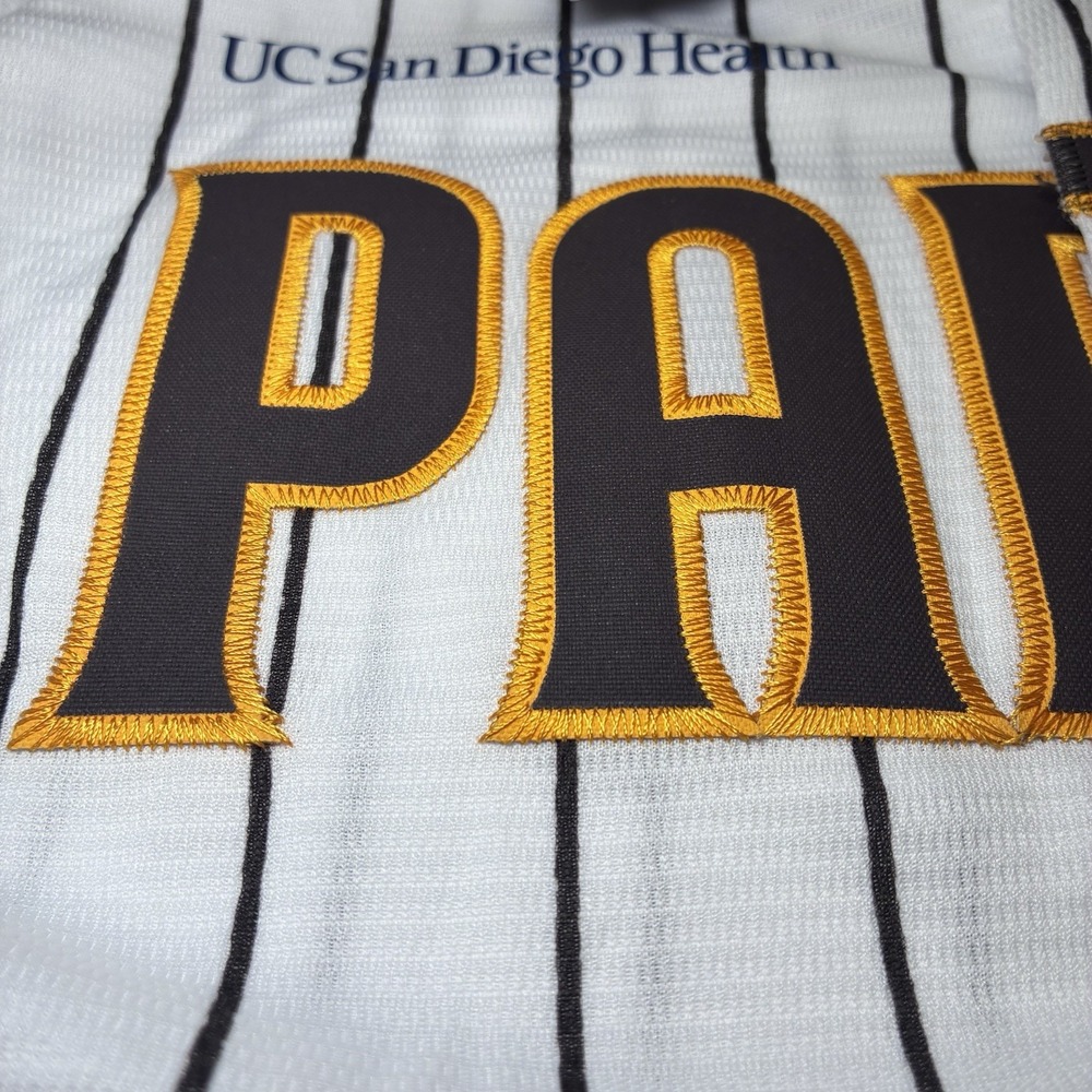 San Diego Padres Youth Large Baseball Jersey and Visor Set White Pinstripe NWT - Picture 8 of 12
